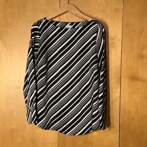 Chico’s black & white striped blouse, size medium (Chico’s size 1)